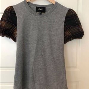 D&G heather Grey Tee with Wool flannel sleeves